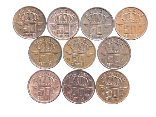 Münzen centimes belgien - münzen, 50