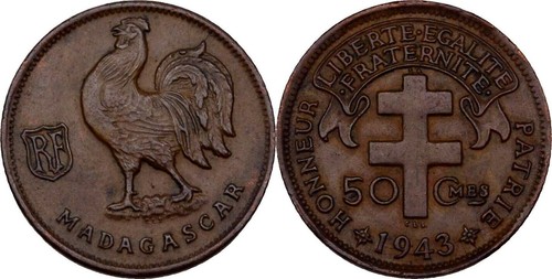 Madagaskar centimes 1943 - madagaskar, 50