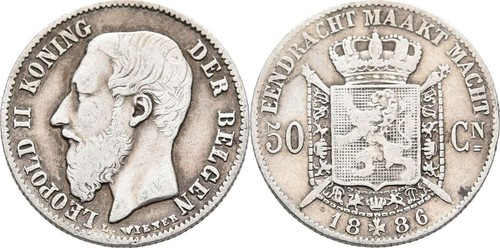 Belgien centimes 1886 - 50,